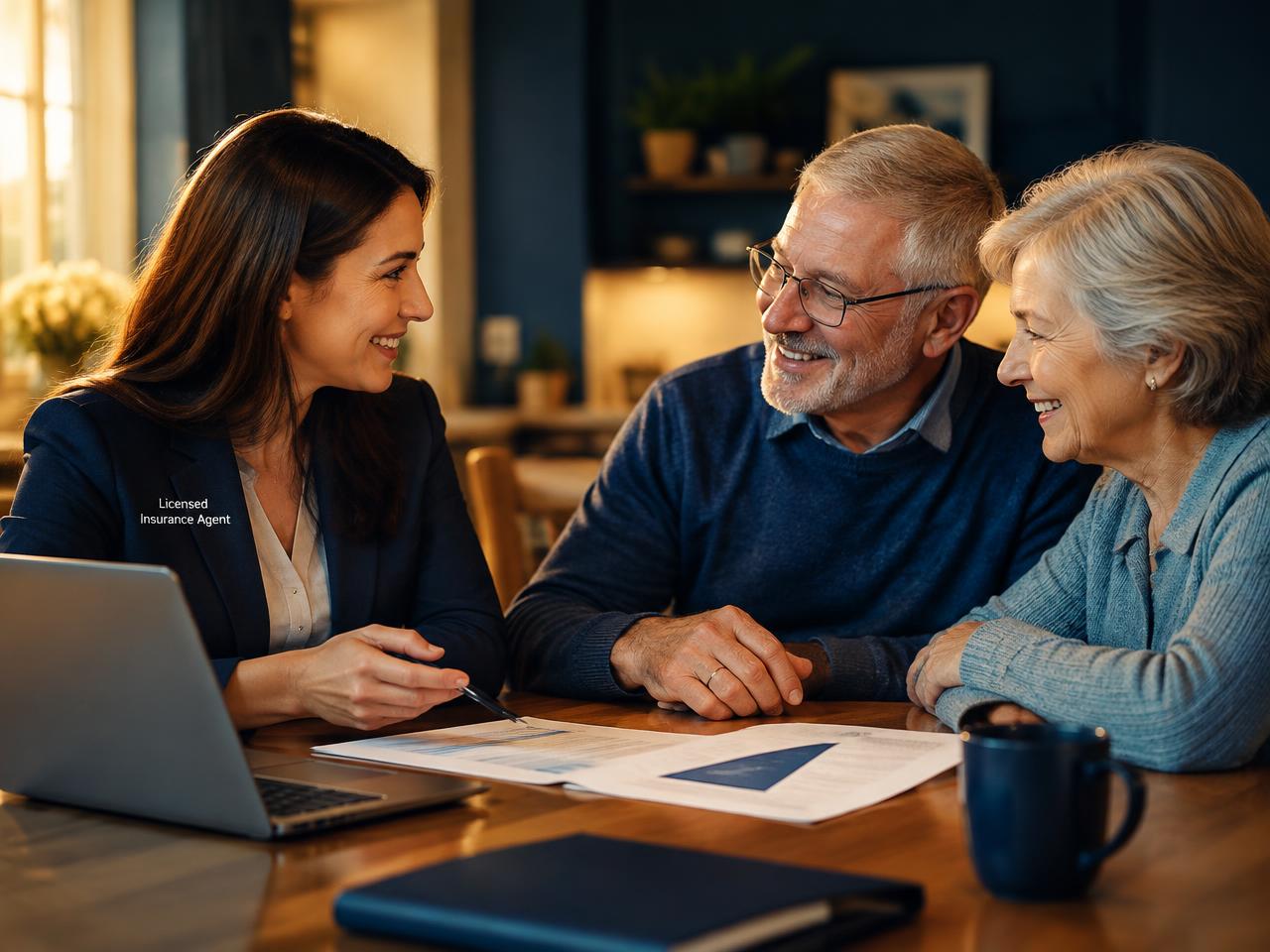 An EIG agent reviewing Medicare plan options with a senior couple
